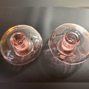 SOLD 1930’s Pink Depression Cambridge Glass Etched Taper Candlestick Holders